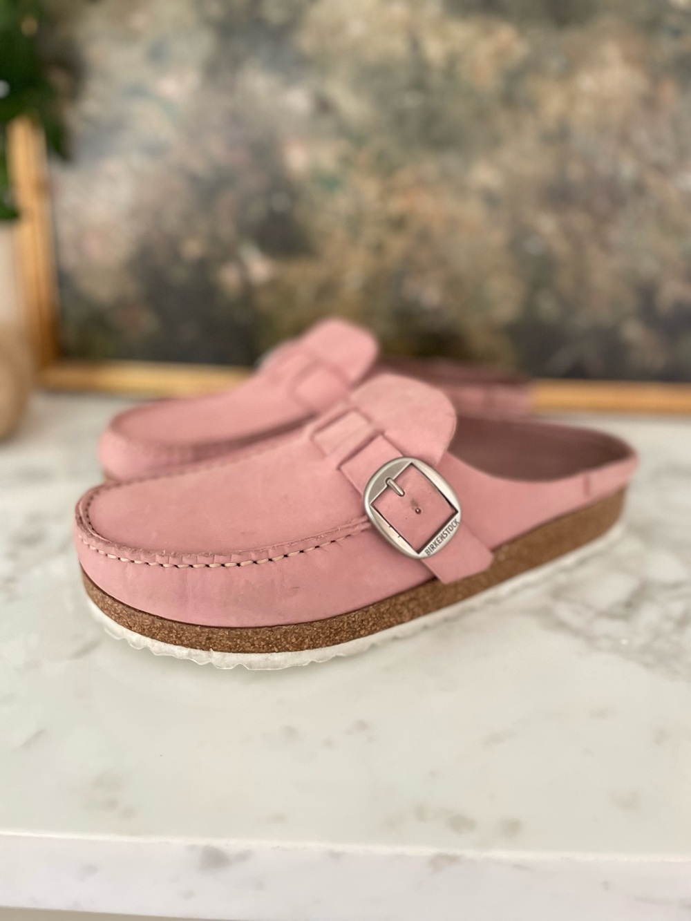 Birkenstock Buckley Clog Mule Soft Pink Nubuck Leather Regular Size 41
